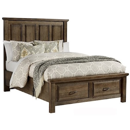 Traditional King Mansion Bed with Footboard Storage