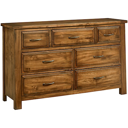 Relaxed Vintage 7-Drawer Triple Dresser with Soft Close Drawers