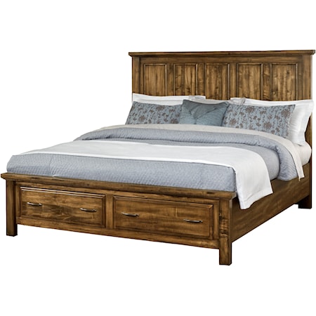 Solid Wood King Mansion Storage Bed with 2 Drawers