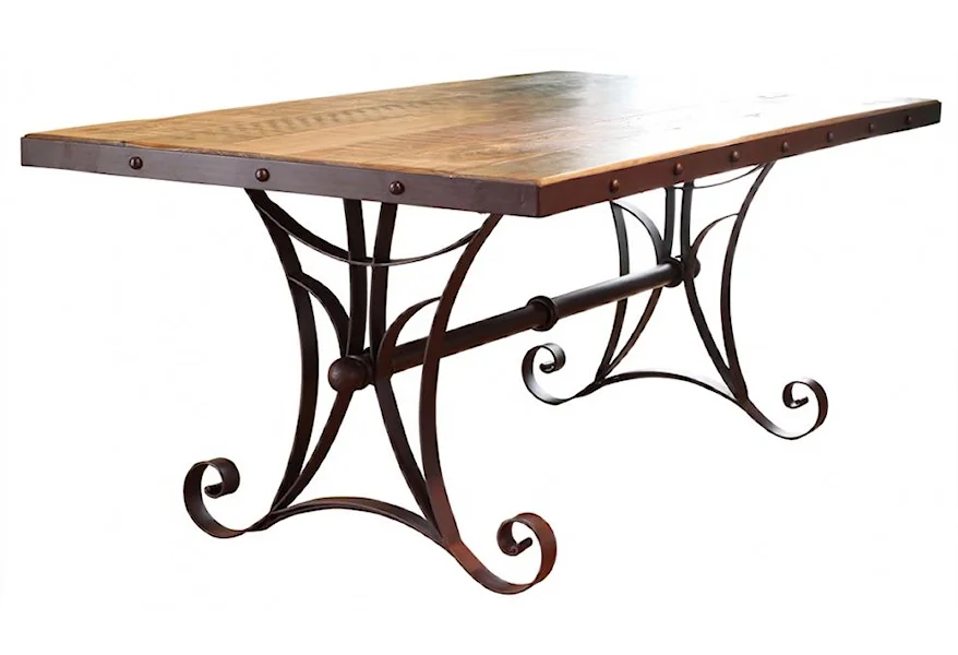 900 Antique Dining Table with Metal Base by International Furniture Direct at Pedigo Furniture