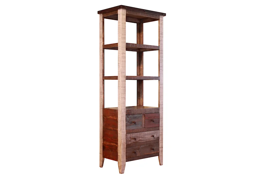 900 Antique Pier with 4 Drawer and 3 Shelves by International Furniture Direct at VanDrie Home Furnishings