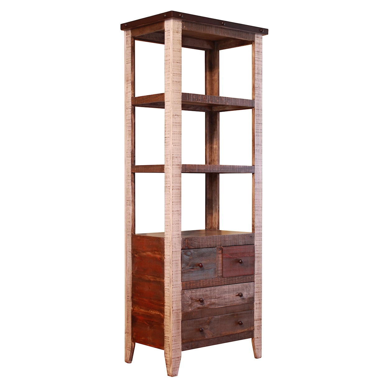 International Furniture Direct 900 Antique Pier with 4 Drawer and 3 Shelves