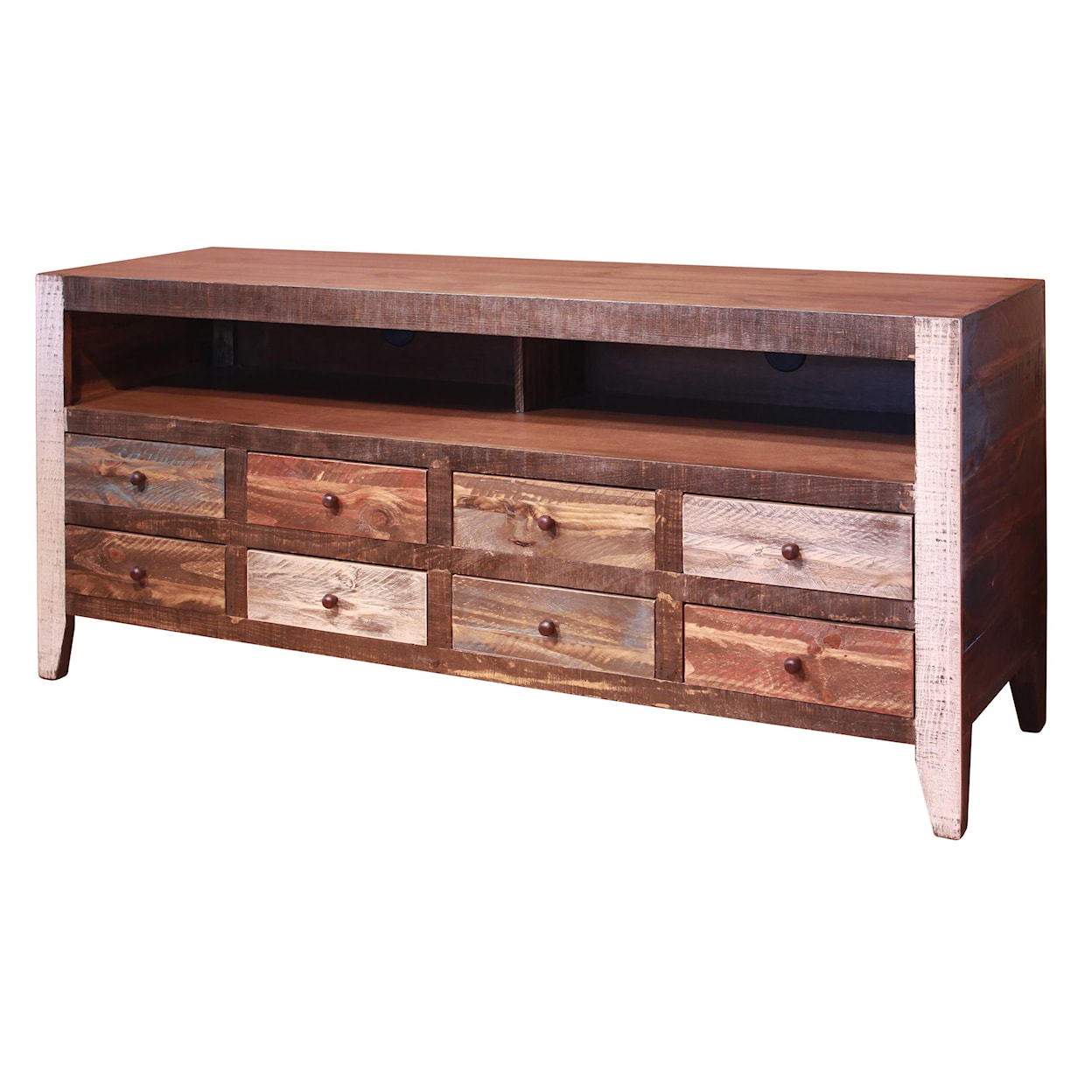 IFD 900 Antique 8 Drawer TV Stand