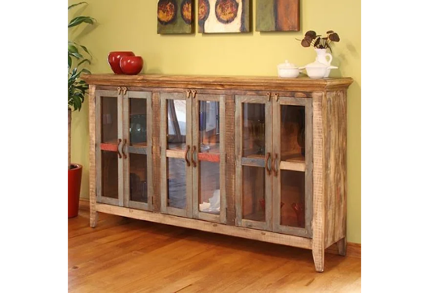900 Antique Console with 6 Doors by International Furniture Direct at VanDrie Home Furnishings