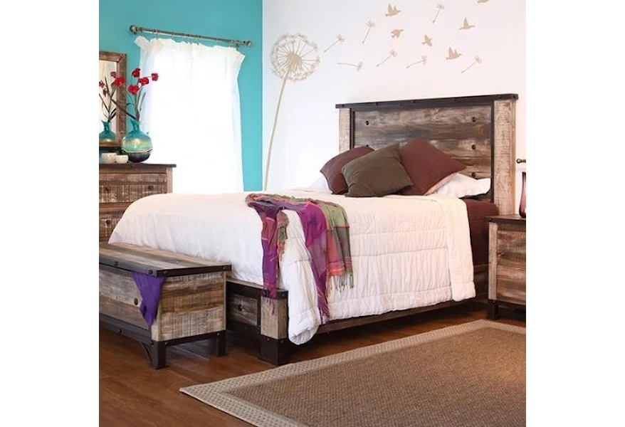 900 Antique Queen Platform Bed by International Furniture Direct at Upper Room Home Furnishings