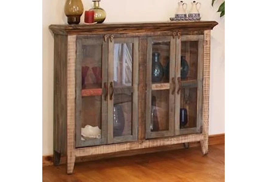 900 Antique Multicolor Console with 4 Glass Doors by International Furniture Direct at Furniture Barn