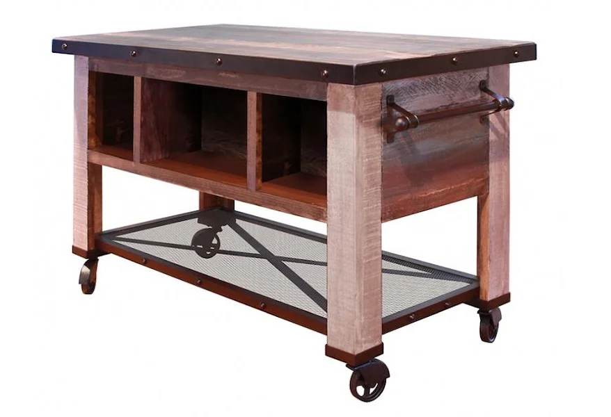 900 Antique 5 Drawer Kitchen Island by International Furniture Direct at Howell Furniture
