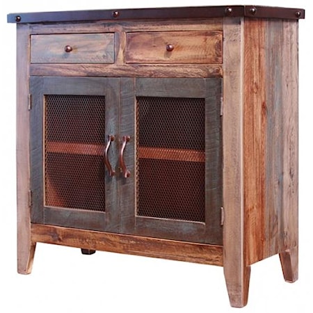 Antique 36" Multicolor Server with 2 Mesh Doors