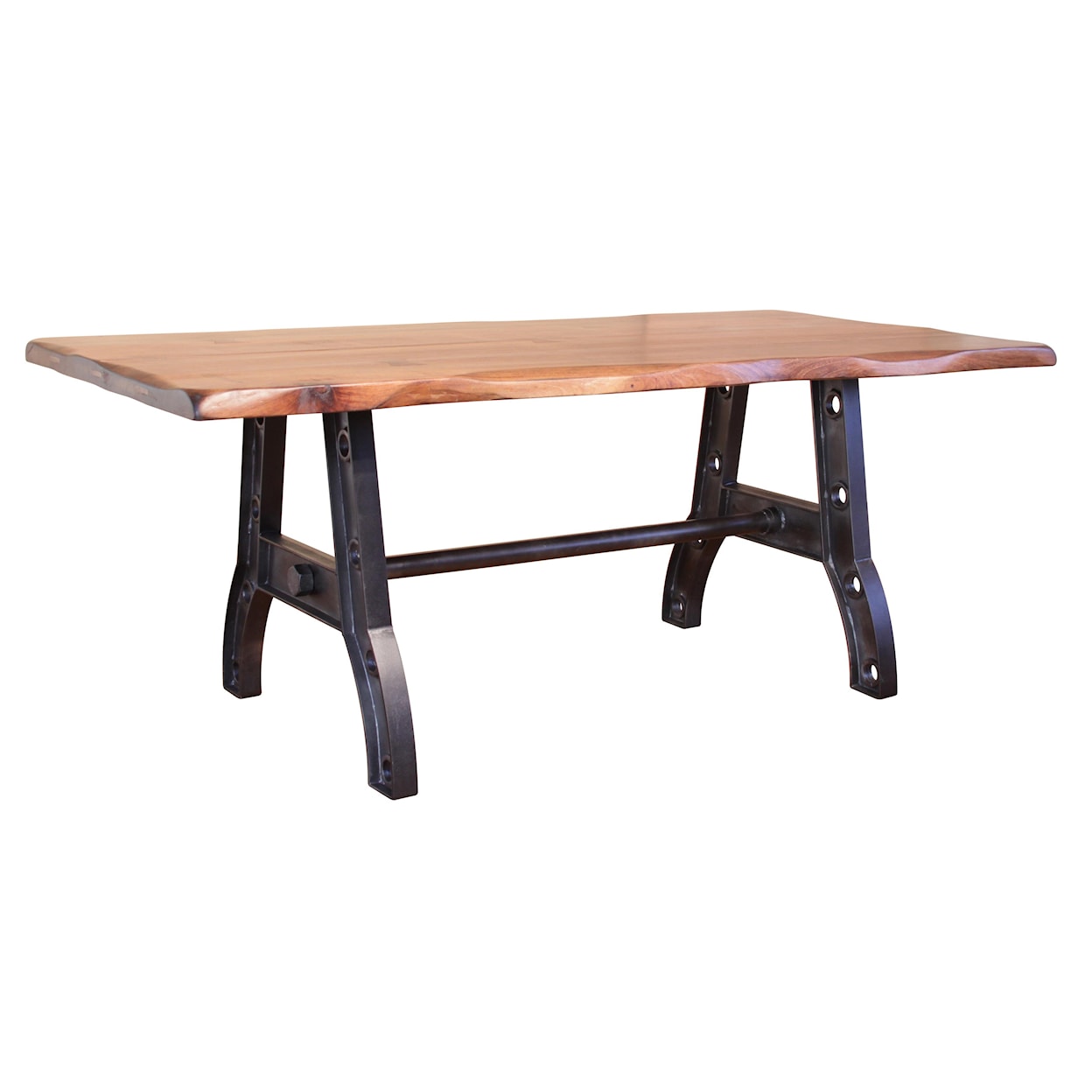 IFD International Furniture Direct Parota Trestle Table with Iron Base