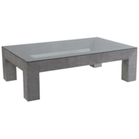 Contemporary Rectangular Cocktail Table with Glass Top