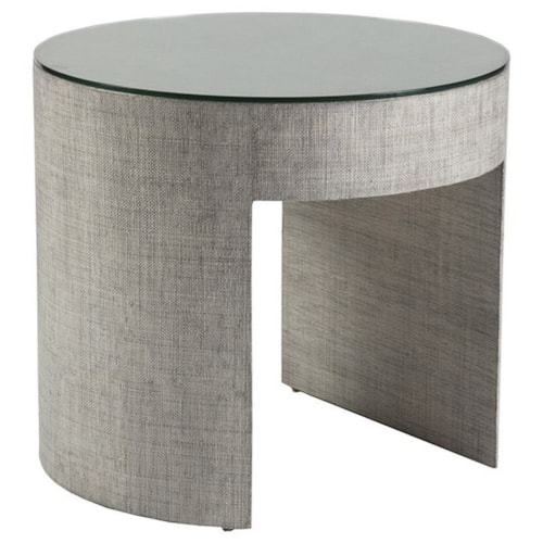 Contemporary Round End Table with Glass Top