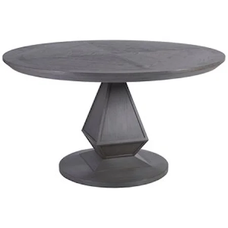 Transitional Round Gray Pedestal Dining Table
