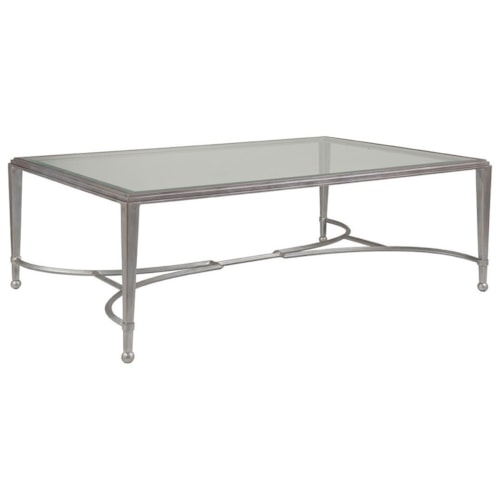 Sangiovese Large Rectangular Cocktail Table with Glass Top
