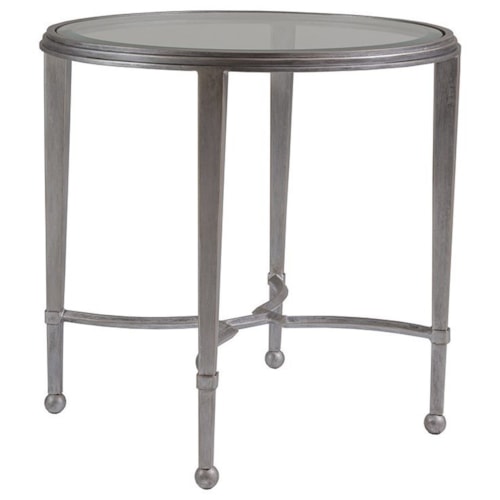 Sangiovese Round End Table with Glass Top