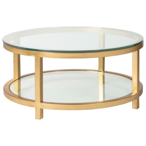 Per Se Round Cocktail Table with Glass Top and One Shelf