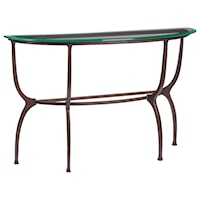 Patois Transitional Metal Console Table with Glass Top