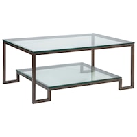 Bonaire Rectangular Cocktail Table with Glass Top and One Shelf