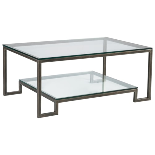 Bonaire Rectangular Cocktail Table with Glass Top and One Shelf