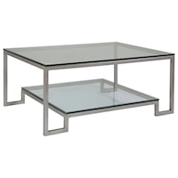 Bonaire Rectangular Cocktail Table with Glass Top and One Shelf