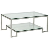 Bonaire Rectangular Cocktail Table with Glass Top and One Shelf
