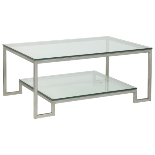 Bonaire Rectangular Cocktail Table with Glass Top and One Shelf