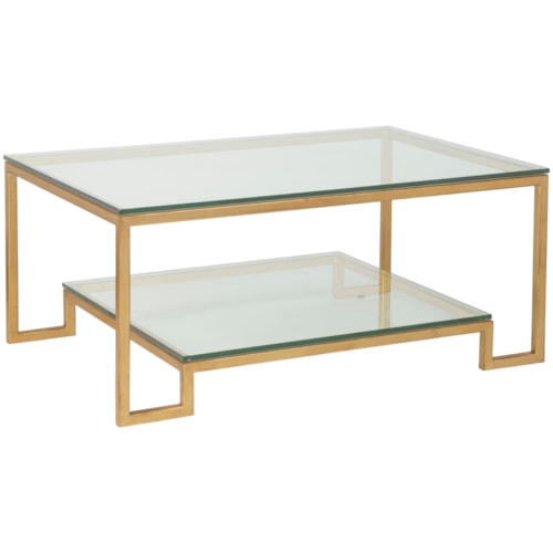 Bonaire Rectangular Cocktail Table with Glass Top and One Shelf
