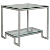 Bonaire Square End Table with Glass Top and One Shelf