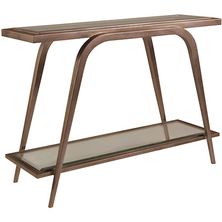 Mitchum Console Table with Glass Top and One Shelf