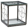 Artistica Artistica Metal Honeycomb Square End Table with Glass Top
