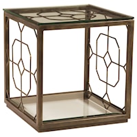 Honeycomb Square End Table with Glass Top