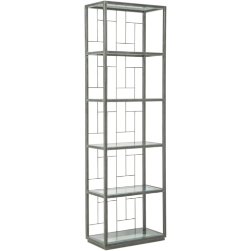 Honeycomb Mid Geo Slim Etagere with Five Glass Shelves