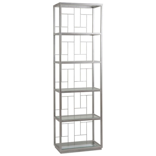 Honeycomb Mid Geo Slim Etagere with Five Glass Shelves