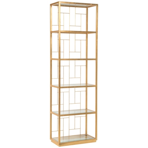 Honeycomb Mid Geo Slim Etagere with Five Glass Shelves