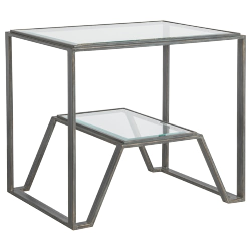 Byron Contemporary Rectangular End Table with Glass Top