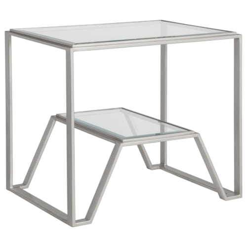 Byron Contemporary Rectangular End Table with Glass Top