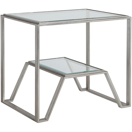 Byron Contemporary Rectangular End Table with Glass Top