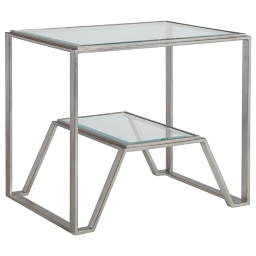 Byron Contemporary Rectangular End Table with Glass Top
