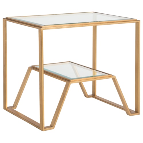 Byron Contemporary Rectangular End Table with Glass Top