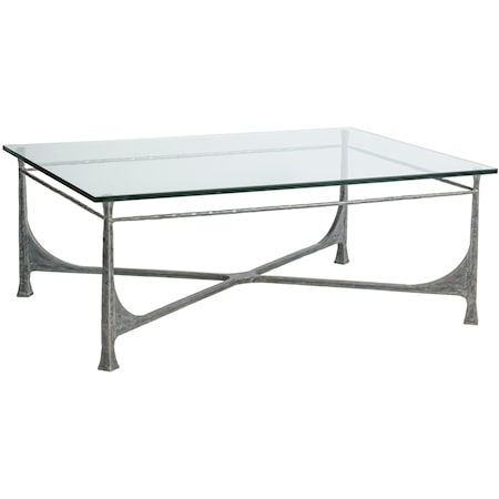 Bruno Transitional Rectangular Cocktail Table with Glass Top