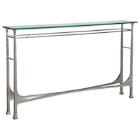 Bruno  Transitional Metal Console Table with Glass Top