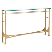Bruno  Transitional Metal Console Table with Glass Top