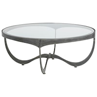 Sophie Contemporary Round Metal Cocktail Table with Glass Top