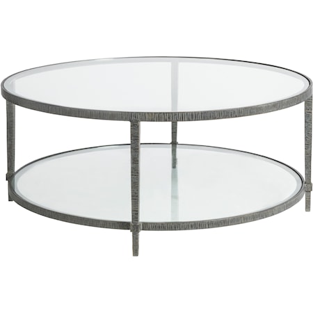 Claret Round Metal Cocktail Table with Glass Top