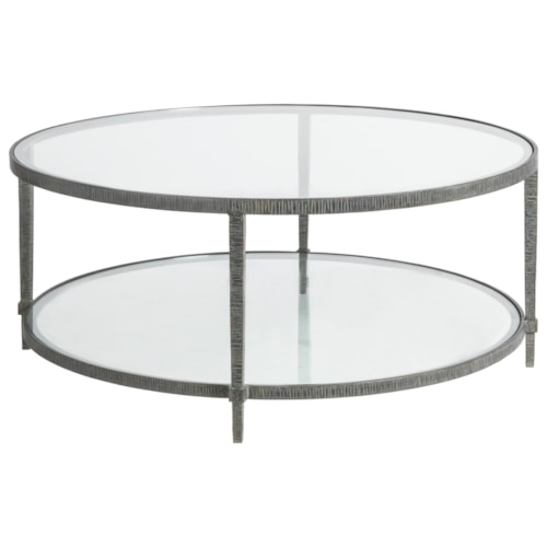 Claret Round Metal Cocktail Table with Glass Top