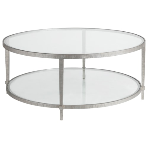 Claret Round Metal Cocktail Table with Glass Top