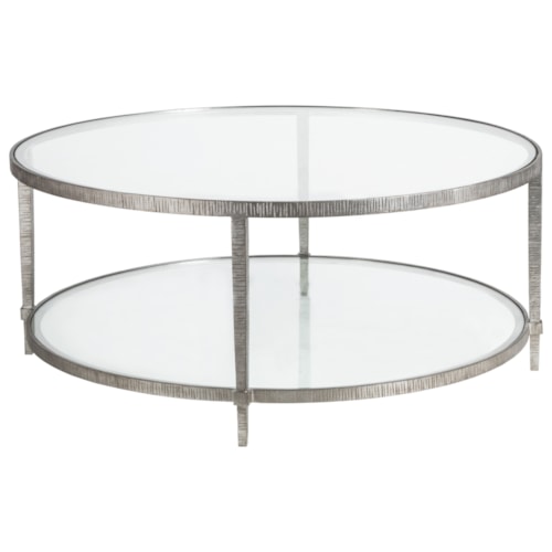 Claret Round Metal Cocktail Table with Glass Top