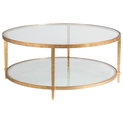 Claret Round Metal Cocktail Table with Glass Top