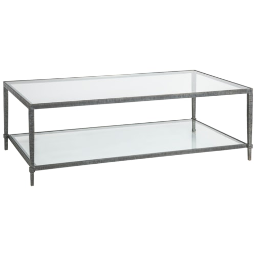 Claret Rectangular Metal Cocktail Table with Glass Top
