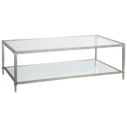 Claret Rectangular Metal Cocktail Table with Glass Top