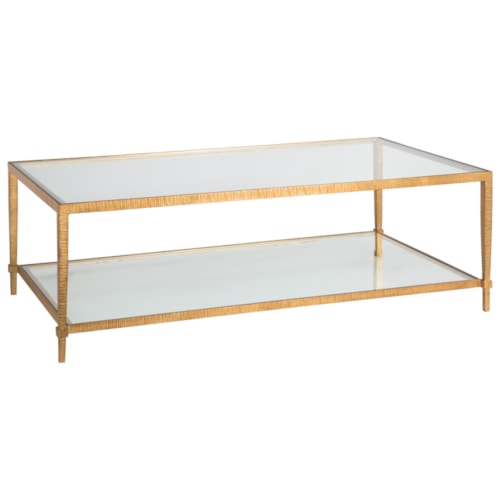 Claret Rectangular Metal Cocktail Table with Glass Top